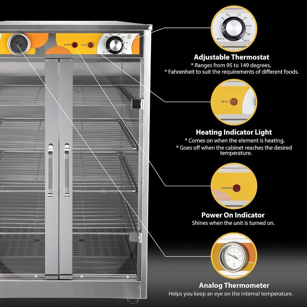 5-Shelf Electric Catering Hot Box Food Warmer Accommodating up to (10) 15' Pizza Boxes, Countertop Heated Holding Cabinet for Pretzels, Warming Machine for Home Commercial Use, 120V 600W