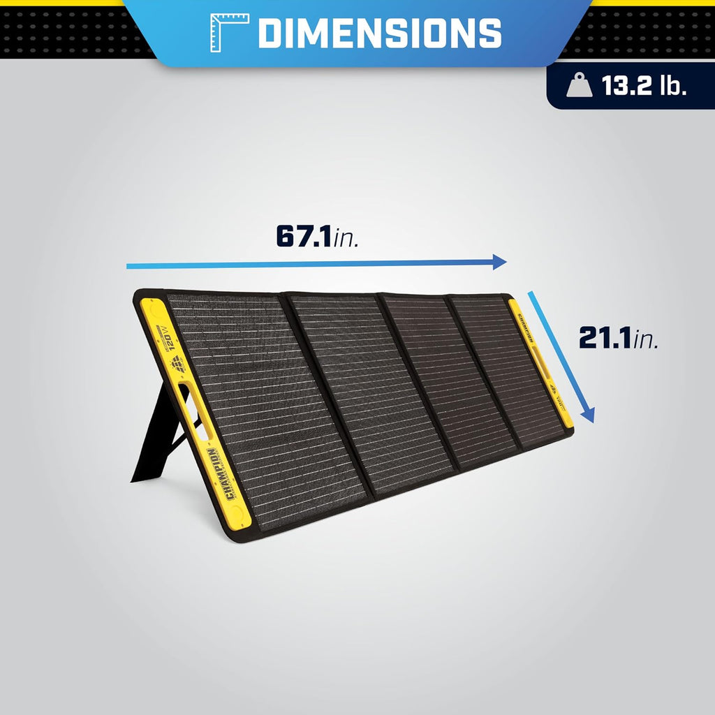 Champion Power Equipment 201246 120-Watt Portable Foldable Solar Panels with Extension Cable and Kickstand