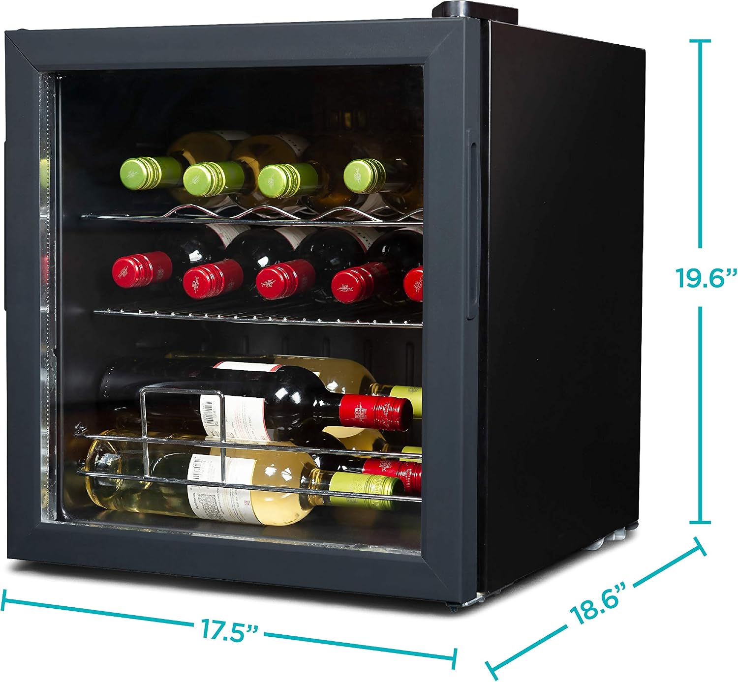 BLACK+DECKER 14 Bottle Wine Fridge with Interior Light and Mechanical Temperature Control, Compressor Cooling Wine Cooler Refrigerator with Wine Rack and Flat Shelf, Wine Bottle Chiller