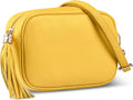 Italian Calf Leather Crossbody Bag for Women with Tassel Zipper | Small Camera Purse Shoulder Handbag Pocketbook