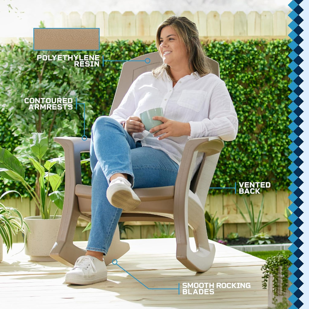 Semco Rockaway Heavy Duty All-Weather Outdoor Rocking Chair Plastics - Black