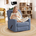 Tbfit Nursery Rocking Chair,360°Swivel Recliner Chair with Lumbar Support for Bedroom, Comfy Upholstered Armchair with Pillows & Footrest for Living Room & Baby Room