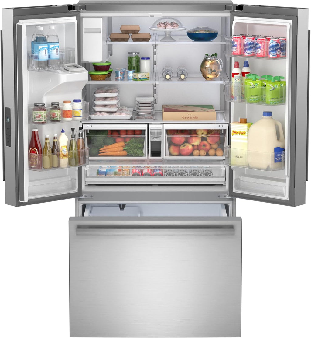 Sharp SJF2955KS 28.9 cu. ft., 3-door French Door Refrigerator, Ice/Water Dispenser, Advanced Cooling Plus System, Chill-Boost & Freezer-Boost, Automatic Dual Ice Maker Garage Ready, Stainless Steel
