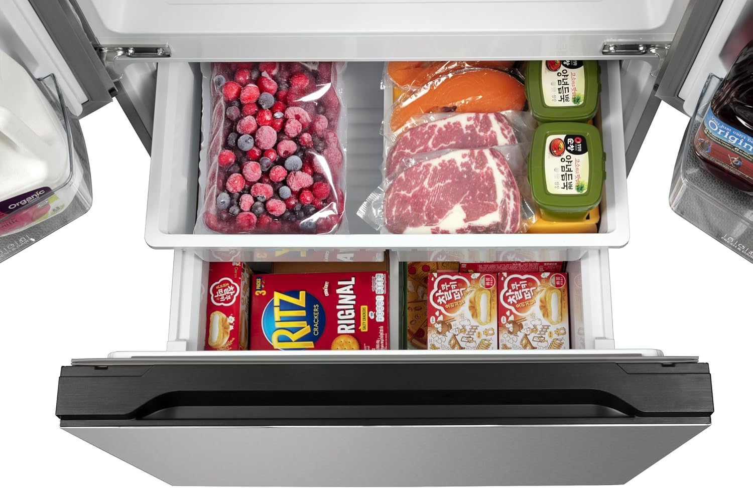 Hamilton Beach HBF1770 French Door Counter Depth Refrigerator with Freezer Drawer, 17.7 cu ft, Stainless Steel (Full Size)