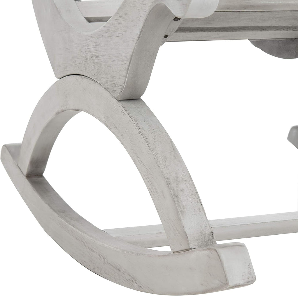 SAFAVIEH Outdoor - Sonora Rocking Chair - Grey - Solid Wood - Transitional British Slatted Design - Ideal for Patio, Deck, Porch, Backyard, 17.7' Seat Height (PAT7016A)