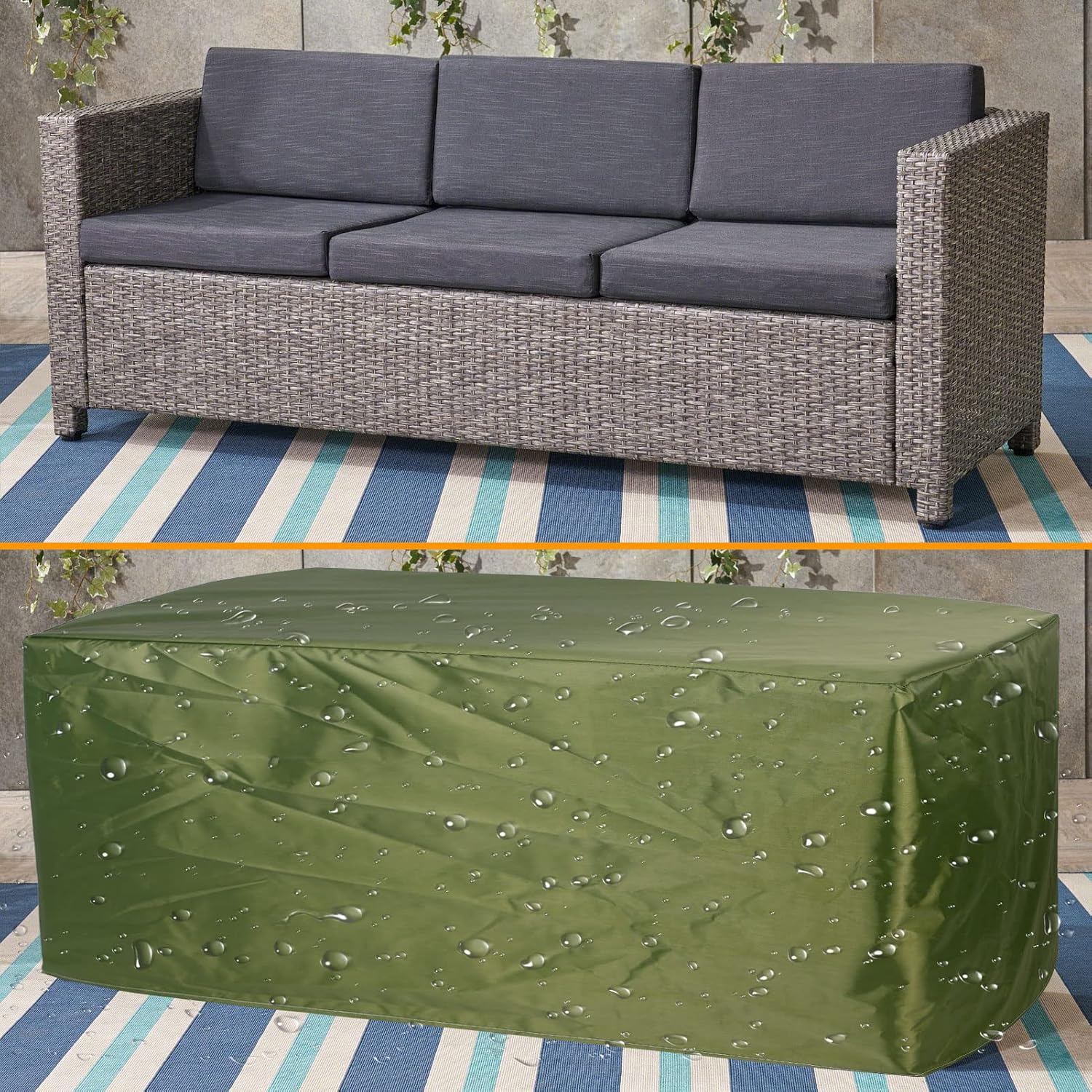 YSUEFIJO Patio Furniture Cover Rectangle 138x102x28in Garden Furniture Covers Waterproof for Rectangle Square Sofa Dining Table and Chairs, Grass Green Durable 420D Oxford Fabric with Storage Bag