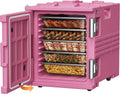 CAMMOO Pink 82QT Non-Electric Hot Box Food Warmer with Wheels, 304 Stainless Steel Latch, Insulated Food Carrier for 5 Full-Size Pans(NOT Included), Food Warmer Box Hot Boxes for Catering