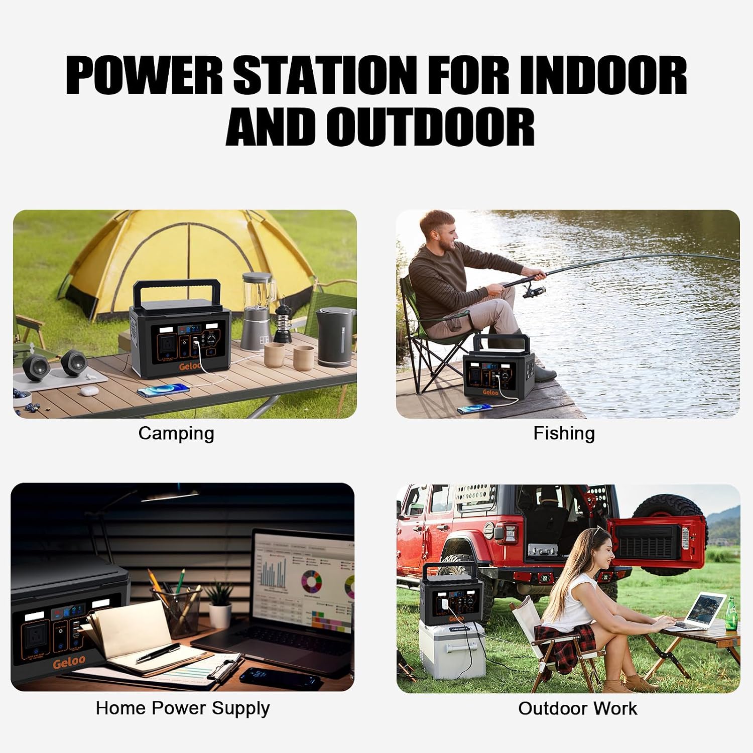 Geloo 500W Portable Solar Generator with 110V/500W AC Outlet, 135000mAh Capacity, 499Wh, Black