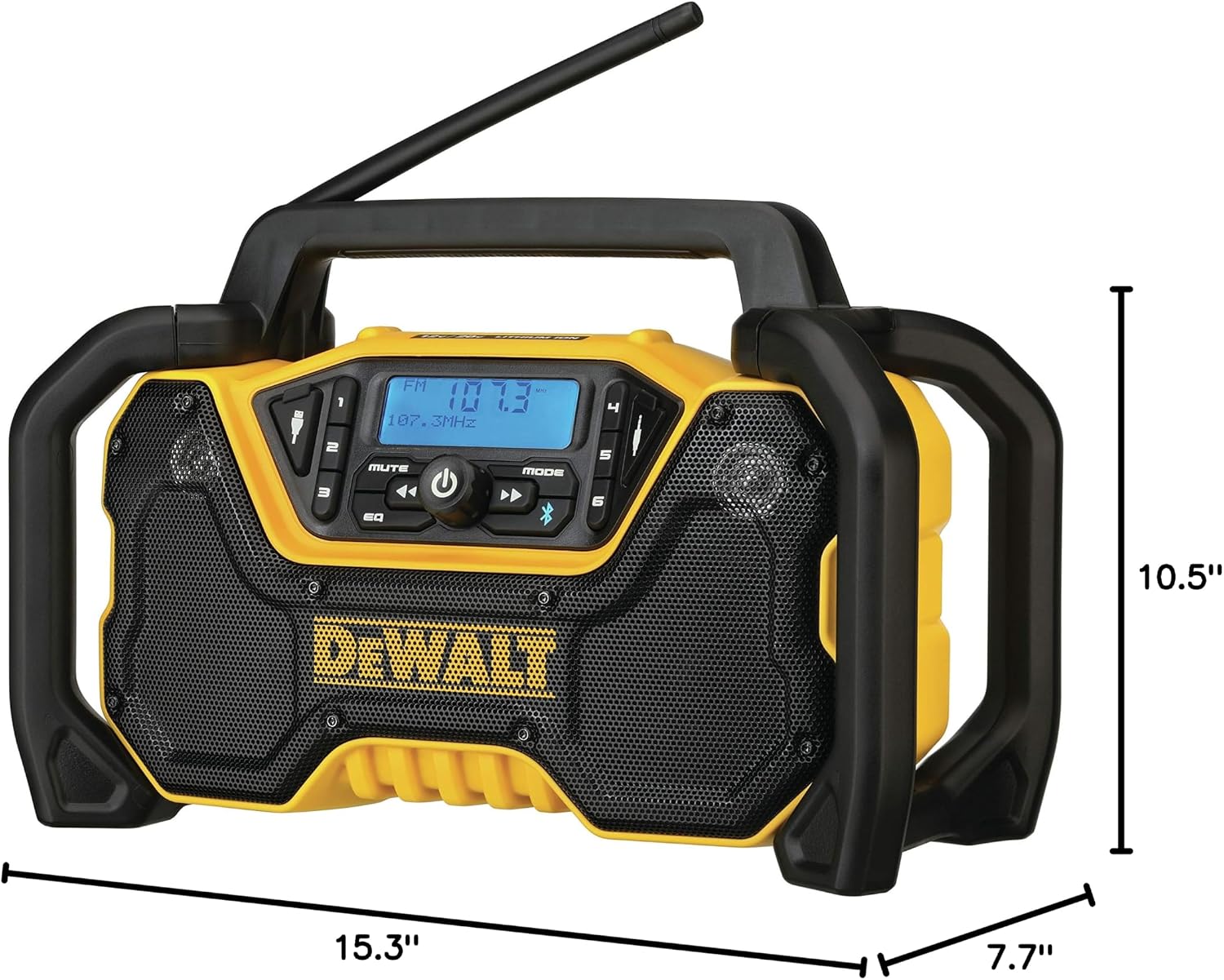 DEWALT 12V/20V MAX Portable Bluetooth Radio, Cordless, 100 ft Range, 3.5' Subwoofers, Jobsite (DCR028B)