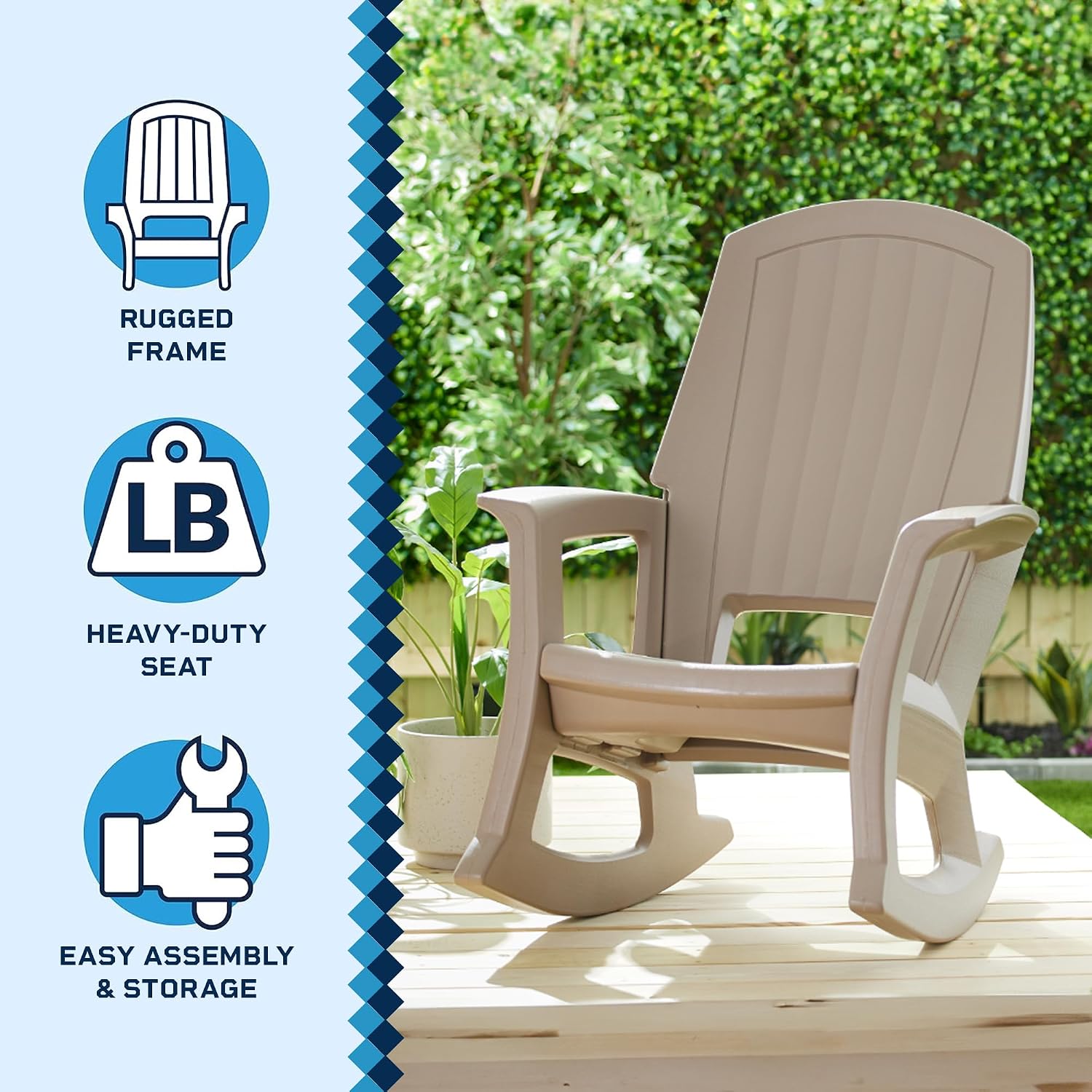 Semco Rockaway Heavy Duty All-Weather Outdoor Rocking Chair Plastics - Black