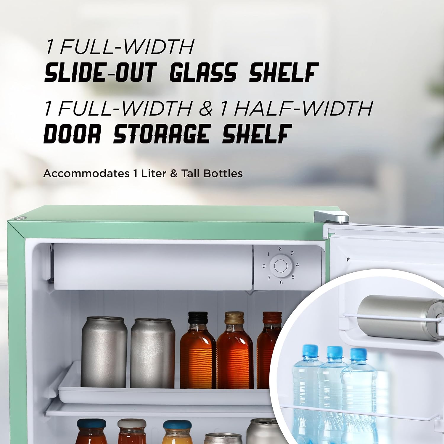 ICEBOX 1.7 Cu. Ft. Compact Refrigerator, ENERGY STAR Certified Small Refrigerator, Single Door Mini Fridge with Chiller Compartment, R600a Refrigerant, IBCR17MNT, Mint Green
