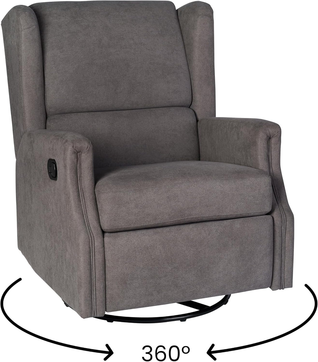 Flash Furniture Omma Swivel Glider Rocking Recliner, Manual Wingback Recliner with 360 Degree Swivel, for Living Room, Bedroom, or Nursery, Upholstered, Dark Gray