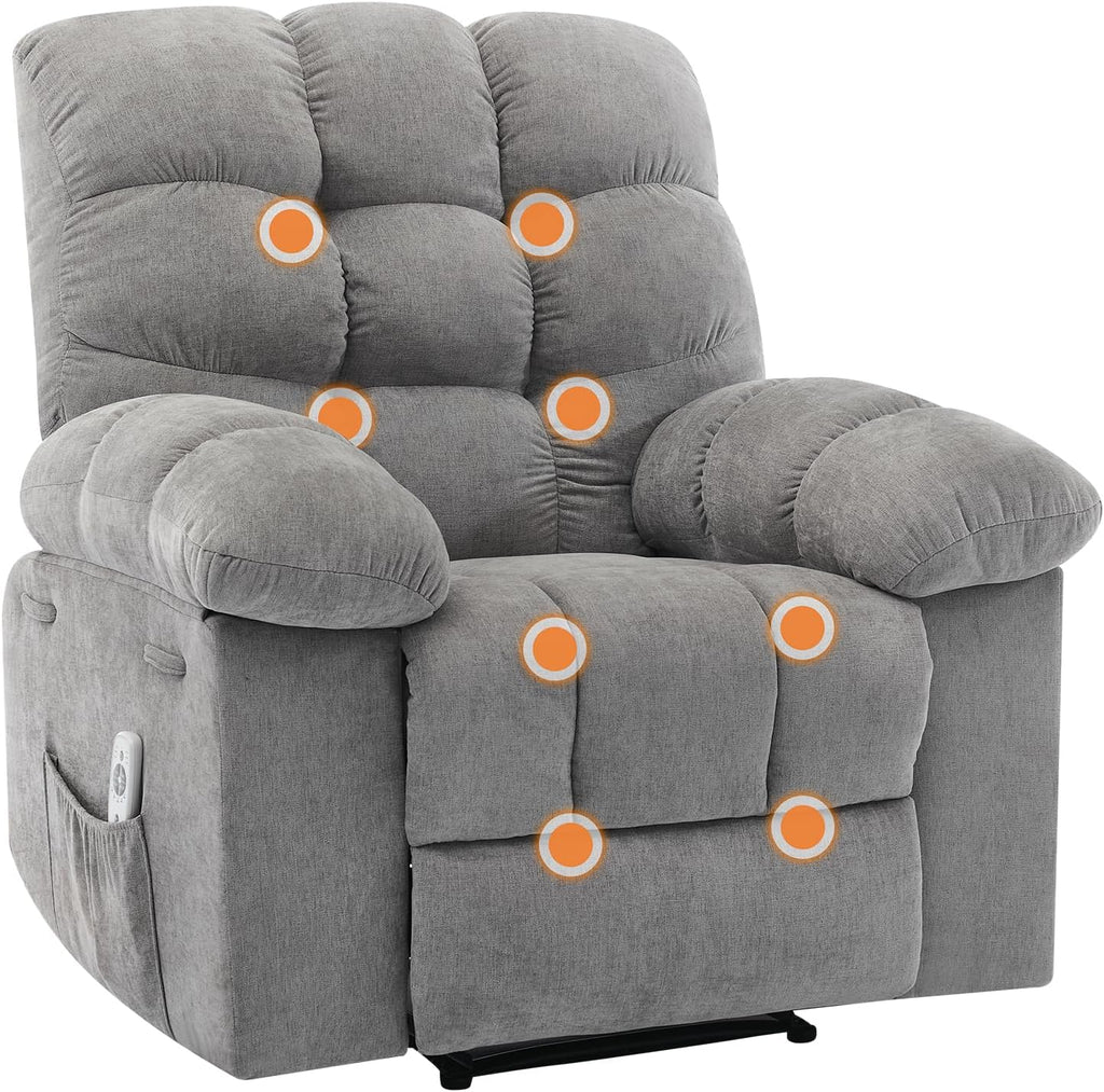 Garvee 21.4in Wide Recliner Chair,Massage & Heat Recliner Chair for Adults,Home Theater Seating with Lumbar Support,Ergonomic Breathable Fabric Nursery Rocking Chairs for Living Room