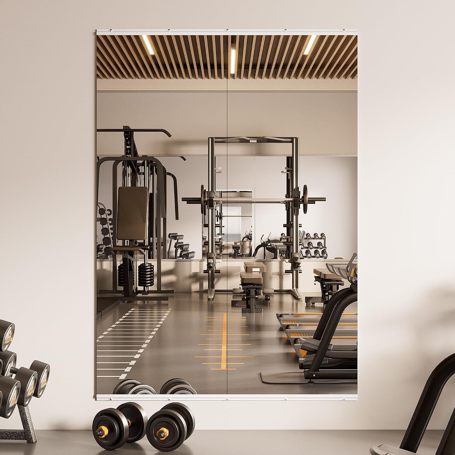 TETOTE Gym Mirrors for Home Gym Wall Large 67' x 24' - 2PCS Workout Exercise Fitness Mirror, Tempered Glass Frameless Full Length Mirror for Garage, Dance Studio, Yoga, Bedroom, Living Room