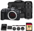 Canon EOS R8 Mirrorless Camera | 24.2MP Full Frame Sensor 4K 60p Video | Compact Lightweight Hybrid Camera for Travel and Content (5803C002) + Canon RF 75-300mm Lens + 64GB Card + Bag