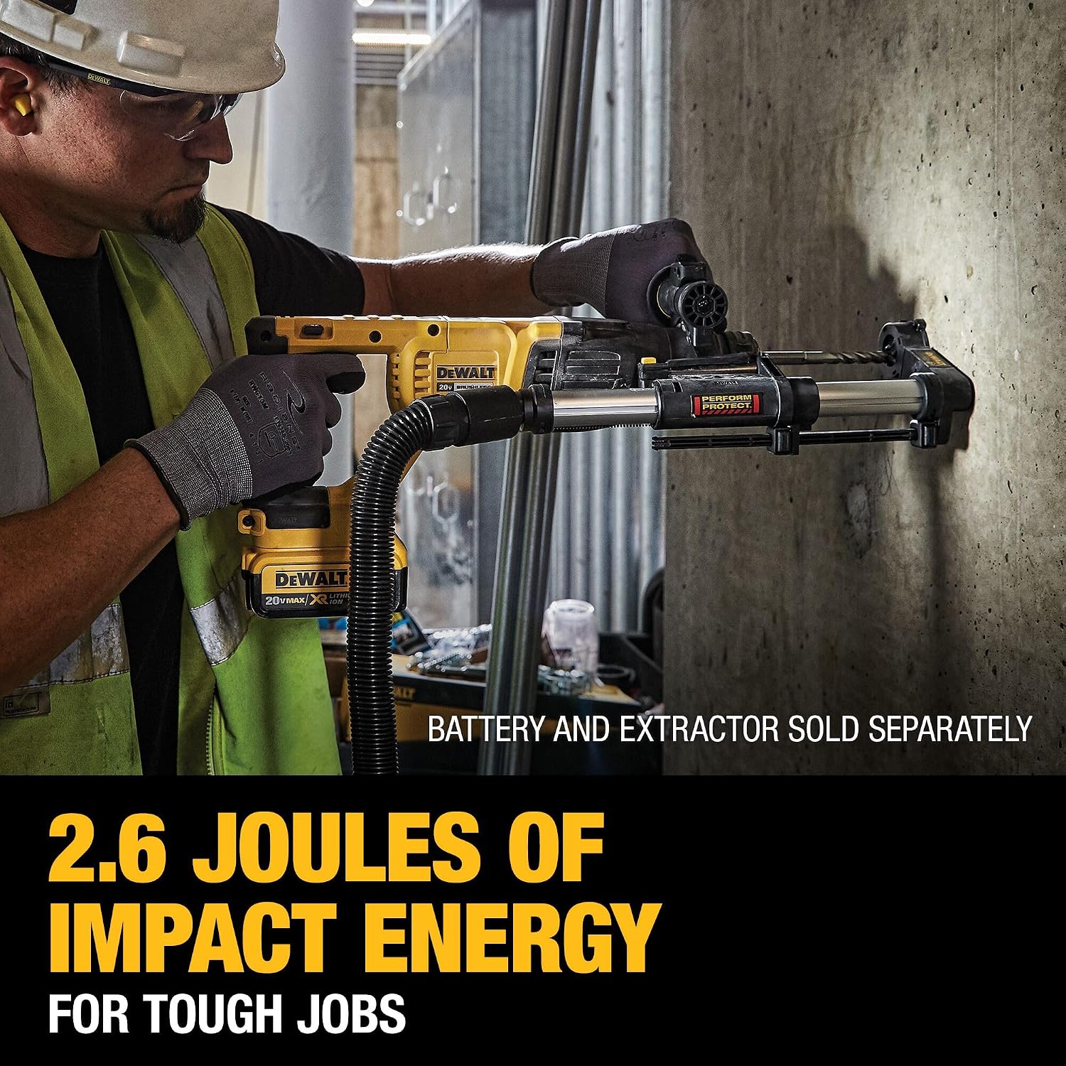 DEWALT 20V MAX SDS Plus 1 Inch Cordless Rotary Hammer with D-Handle, Bare Tool Only (DCH133B)