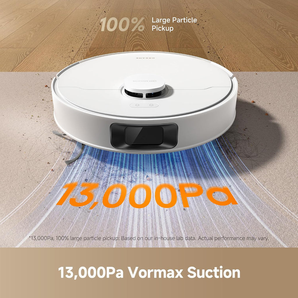 DREAME D20 Plus Robot Vacuum and Mop, 13,000Pa Suction, Self-Emptying with 5L Dust Bag, DuoBrush for Pet Hair, LDS Mapping, App & Voice Control, 5200mAh Battery, Ideal for Hard Floors & Carpets