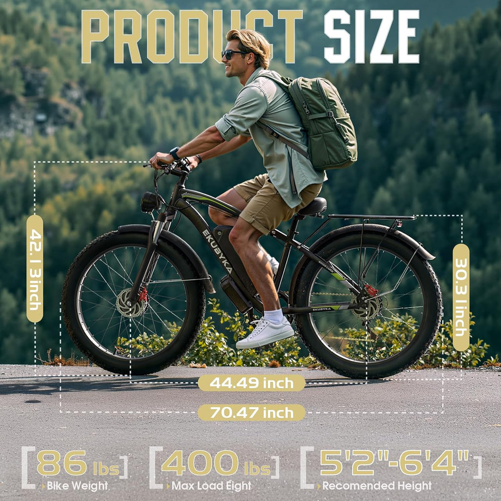 8000W Dual Motor Electric Bike for Adults, 48MPH Fast Ebike with 52V 36Ah Removable Battery, Up to 100 Miles Long Range, 24/26 Inch Fat Tire, Shimano 7-Speed, Shock Absorber Commuter E-Bike