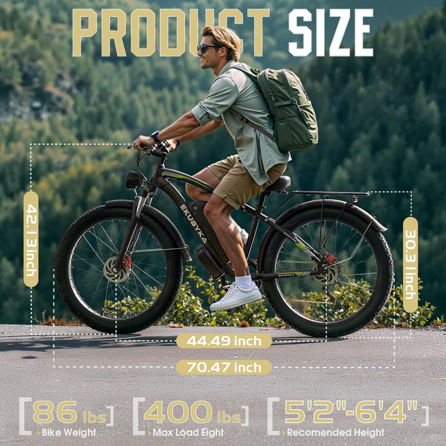 8000W Dual Motor Electric Bike for Adults, 48MPH Fast Ebike with 52V 36Ah Removable Battery, Up to 100 Miles Long Range, 24/26 Inch Fat Tire, Shimano 7-Speed, Shock Absorber Commuter E-Bike