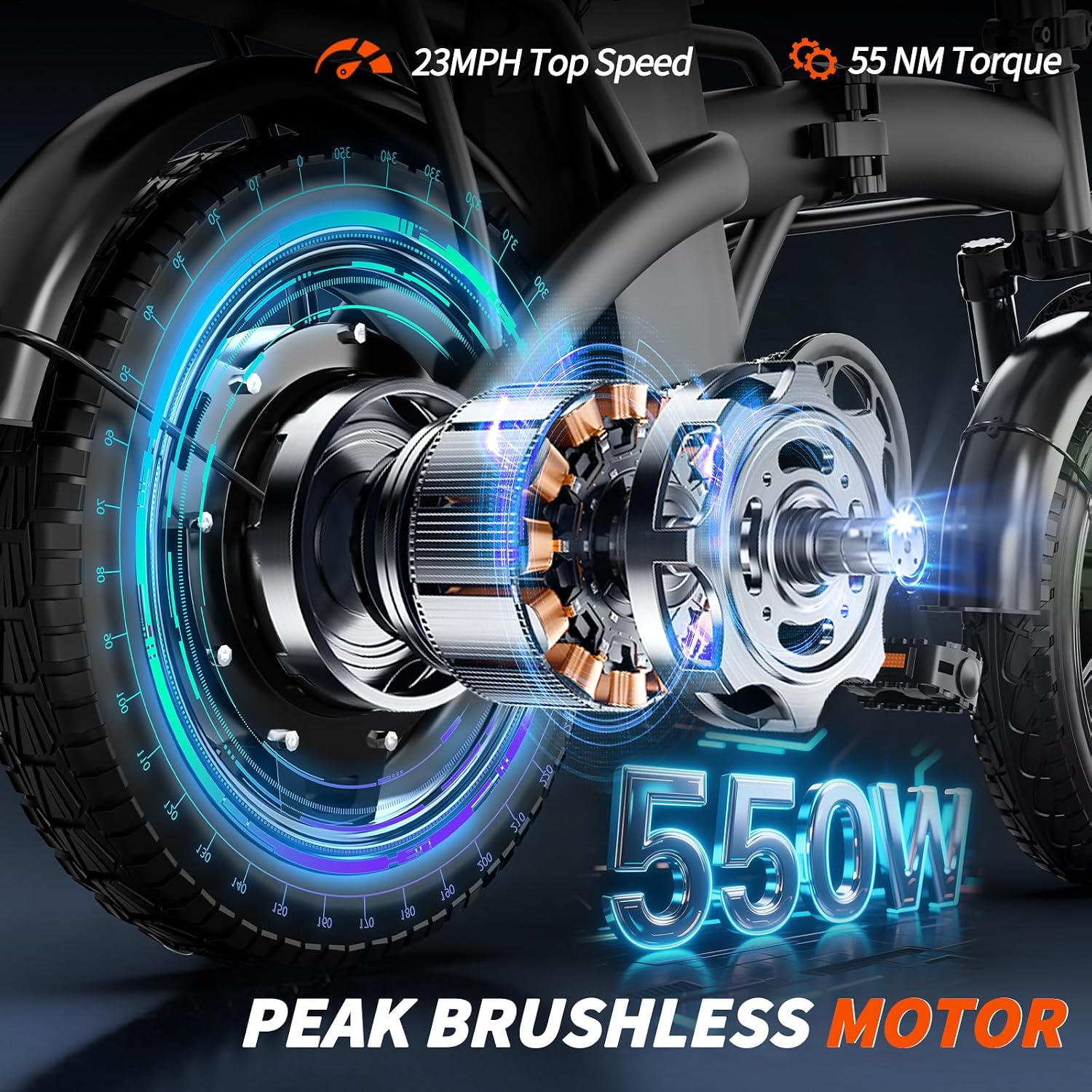 Foldable Electric Bike for Adults and Teens, 500W Motor | 14' Folding Mini Ebike | 23MPH Commute Electric Bicycle | 48V12Ah Battery | UL 2849 Certified | 35 Miles PAS Range | 3-Level Pedal Assist