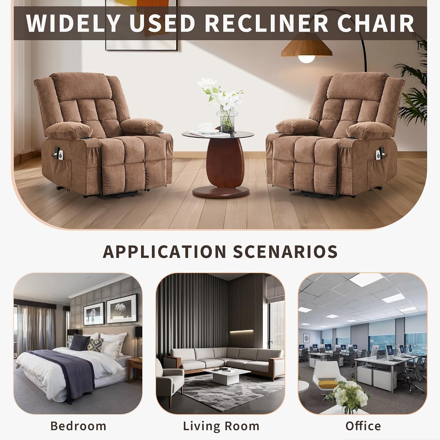Garvee Power Lift Recliner Chair with Massage and Heat for Elderly Adults Lazy Boy Single Sofa Seat with 3 Positions 2 Side Pockets Cup Holders USB Ports Remote Control