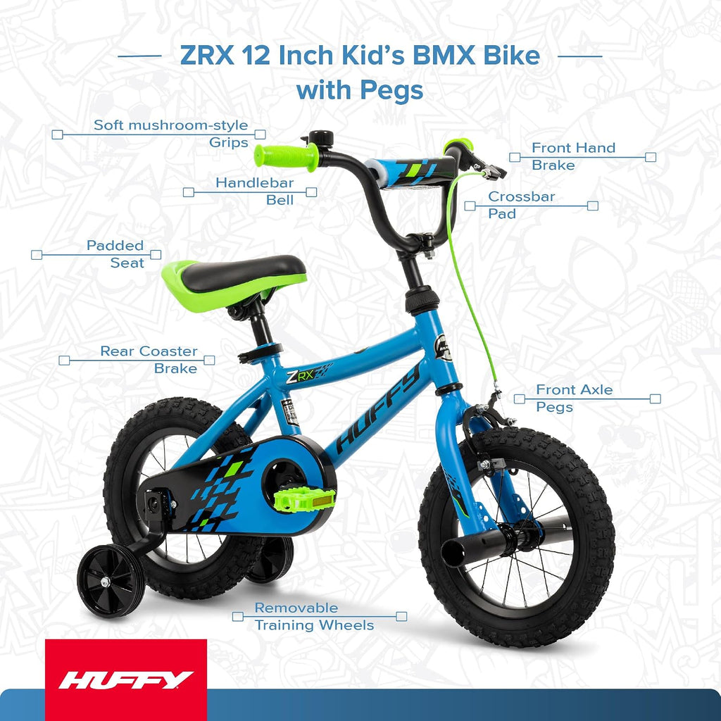 Huffy Kids 12/16 Inch Bikes, Multiple Color Options Available, Ideal for Ages 3+ Years Old, EZ Build Assembly, Removable Training Wheels, Chain Guard for Safety, Fun and Playful Designs