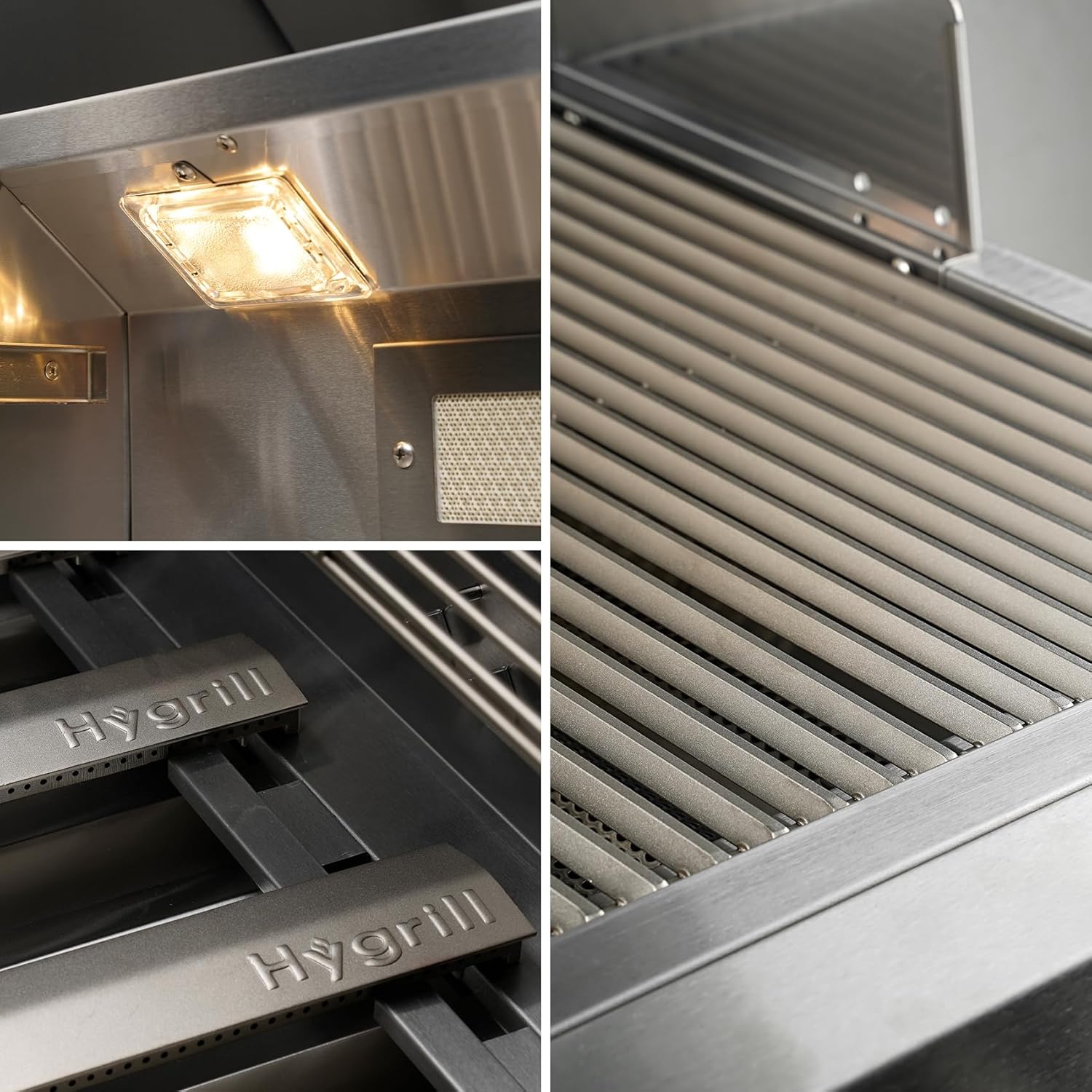 Hygrill Premium XTR 40-Inch Built In Grill, Stainless Steel 5-Burner Grill Head for Outdoor Kitchen with Rear Infrared Burner and LED Lights, Natural Gas