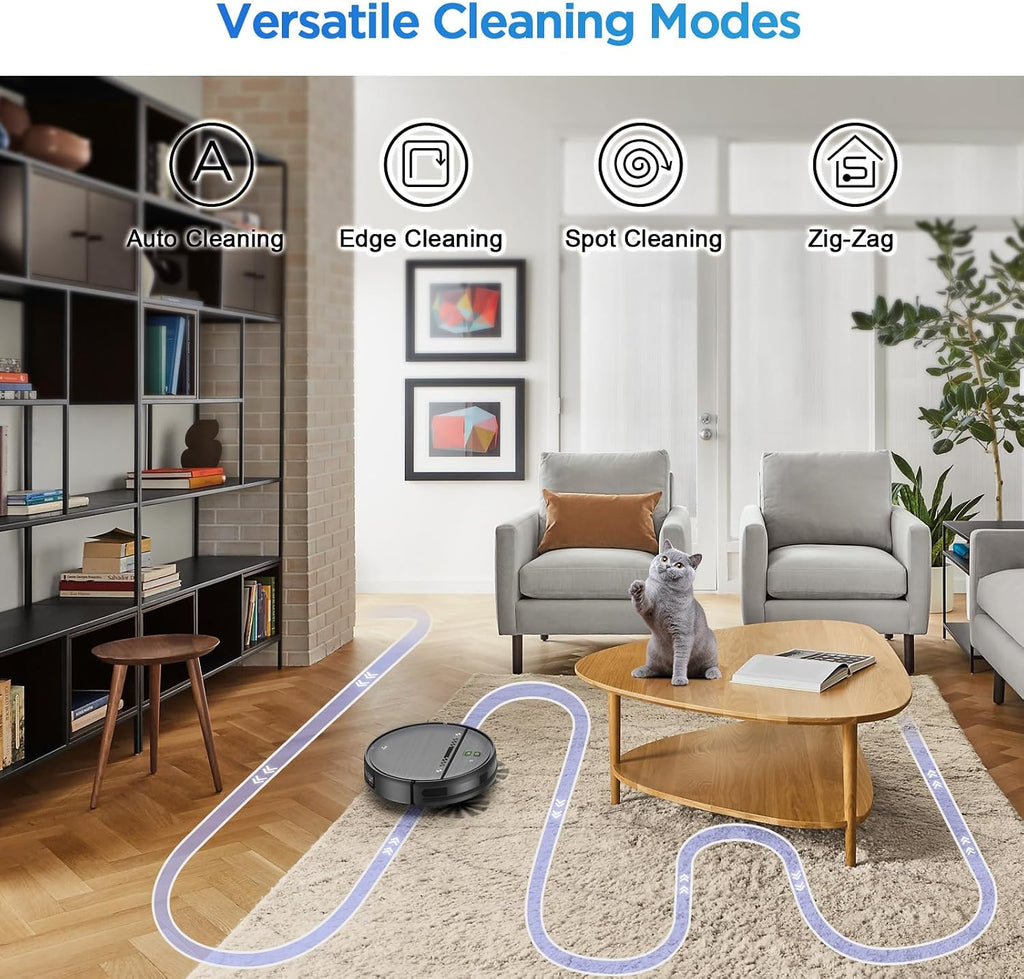 Robot Vacuum and Mop Combo, 2-in-1 Robot Vacuum Cleaner, Perfect for Pet Hair, Hard Floor and Carpet, Anti-Bump, Anti-Fall, App, Voice and Remote Control