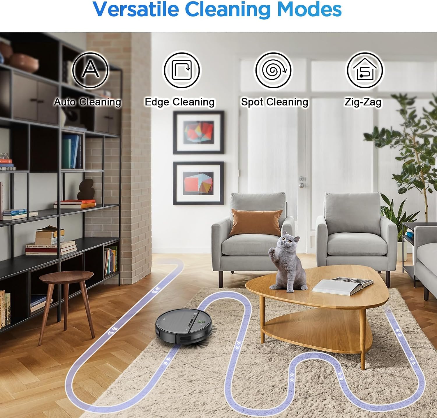 Robot Vacuum and Mop Combo, 2-in-1 Robot Vacuum Cleaner, Perfect for Pet Hair, Hard Floor and Carpet, Anti-Bump, Anti-Fall, App, Voice and Remote Control