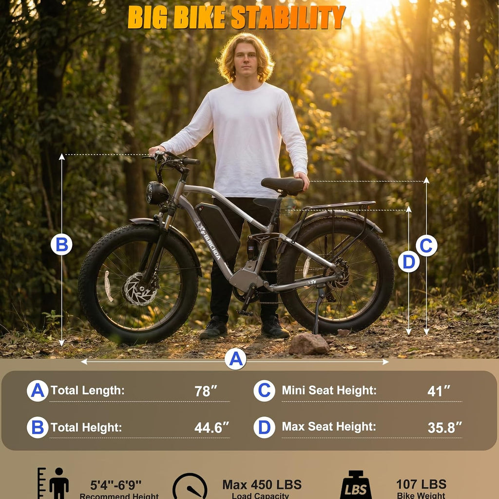 DAMSON Electric Bike for Adults Dual Motor AWD 5000W/3000W/1500W Peak 40MPH/30MPH Dirt Ebike, 52V/48V Max-Output Up to 65/80/120/160 Miles Long Range, 26' Full Suspension Fat Tire Mountains Bicycle