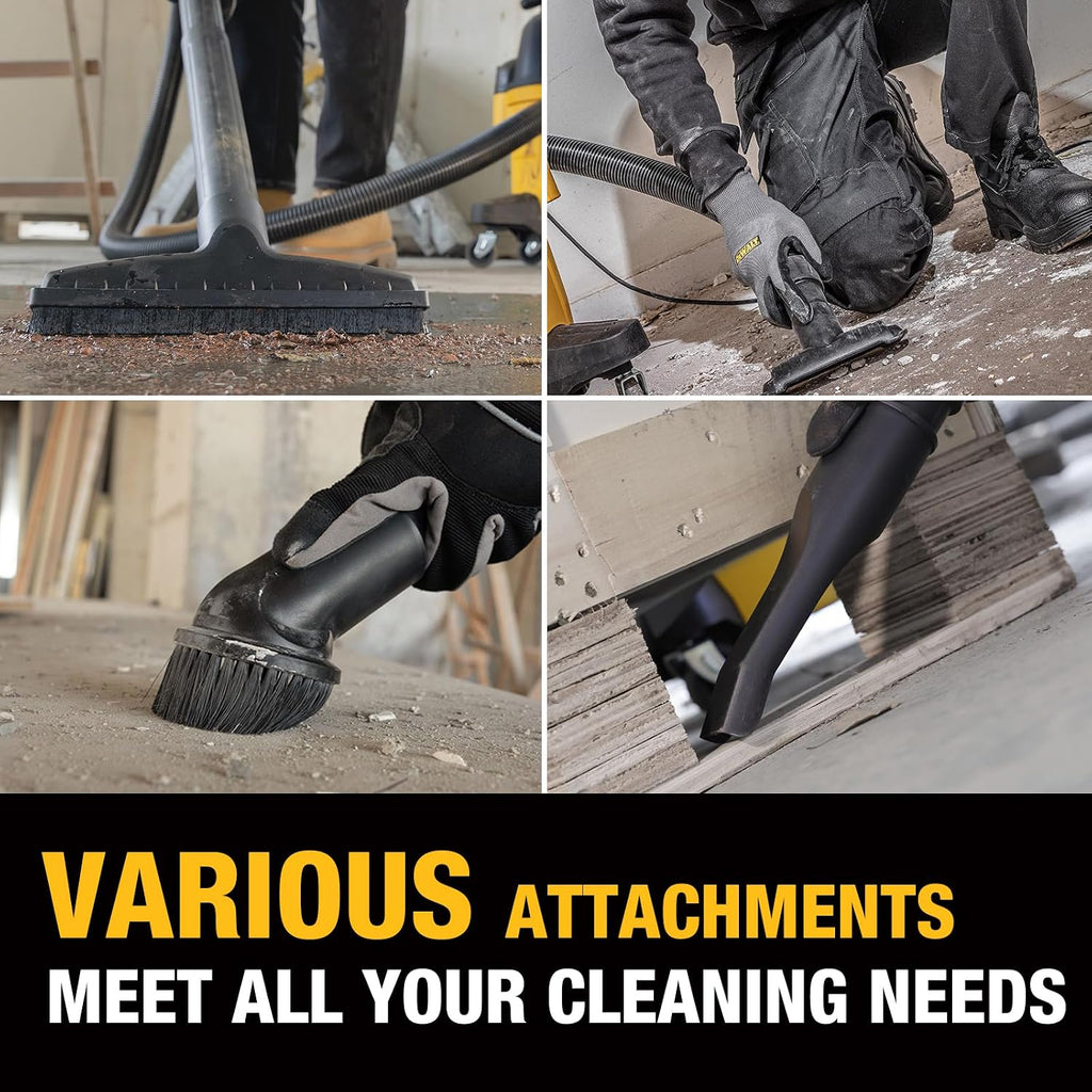 DEWALT 10 Gallon Stealthsonic Wet/Dry Vacuum, 5 Peak HP Ultra-Quiet Shop Vac with Full Accessory Kit & 6 Bonus Dust Bags, 1-7/8 in. x 7 ft. Hose for Job Sites, Workshops & Garages