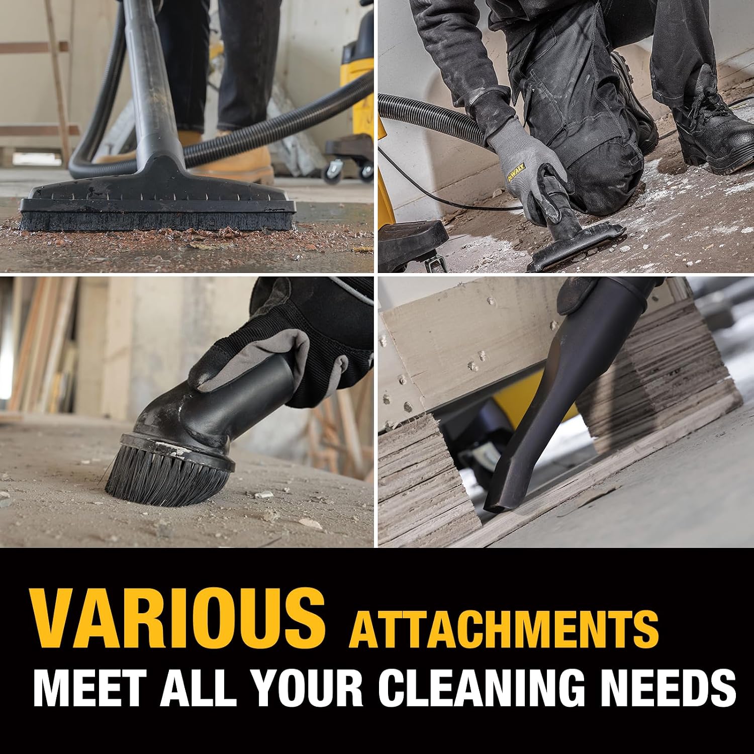DEWALT 10 Gallon Stealthsonic Wet/Dry Vacuum, 5 Peak HP Ultra-Quiet Shop Vac with Full Accessory Kit & 6 Bonus Dust Bags, 1-7/8 in. x 7 ft. Hose for Job Sites, Workshops & Garages