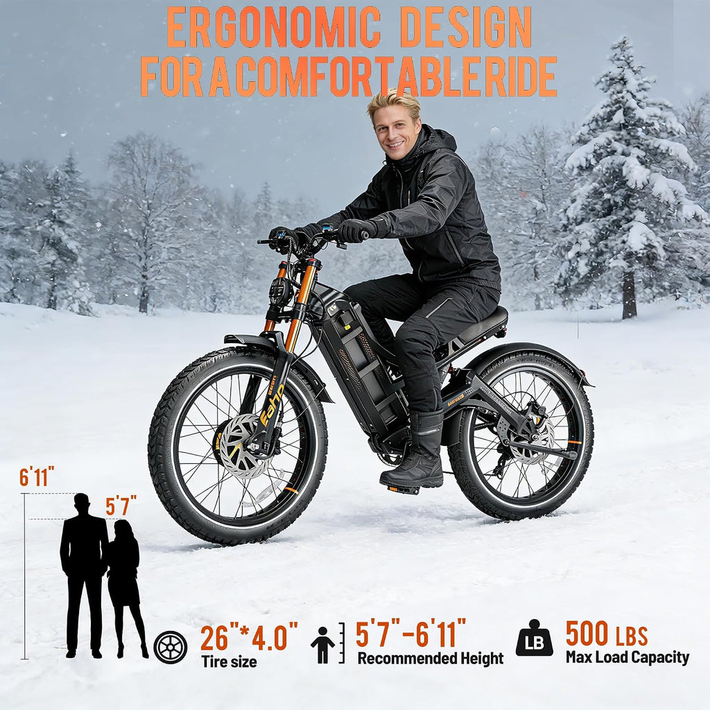 2026 eAhora Romeo Pro 3 Electric Bike for Adult, Peak 5600W Dual Motor, 50mph, 60V 80Ah Battery, 250 Miles Long Range, 26'*4.0 Fat Tire, Air Suspension, App, Commute, Delivery, All-terrian