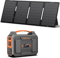 Portable Power Station with Foldable Solar Panel 60W Included, 110V 100W AC Outlet Portable Solar Power Pack Generator with Panels, Camping Power Bank for Laptop Smart Device RV Outdoor Backup