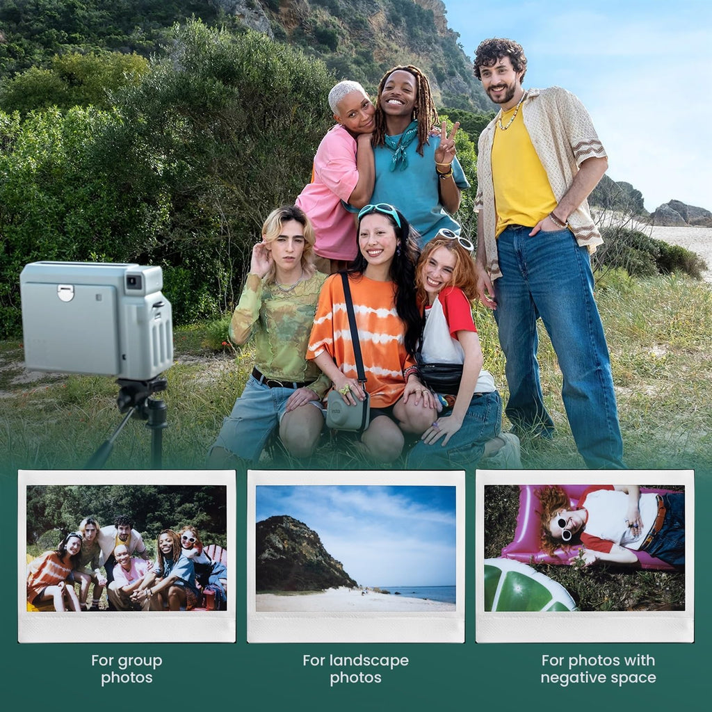 FUJIFILM instax Wide 400 Instant Film Camera Bundle with Instax Wide Film, Sage Green Leather Case, 28-Photo Album, Close-Up Lens, Shoulder Strap, Batteries, and Camera Accessories