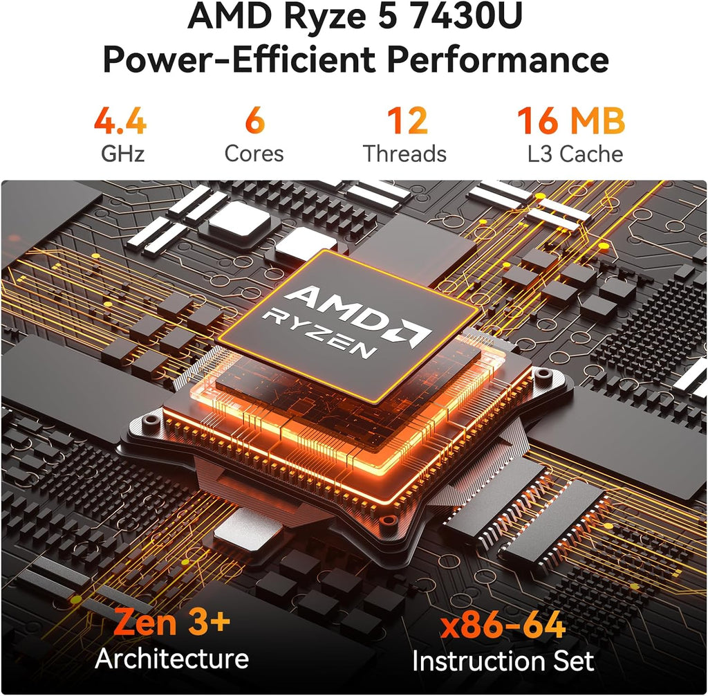 GEEKOM A5 Pro Efficient Mini PC,with AMD Ryzen-5 7430U, 16GB RAM＆512GB SSD|3 Year Warranty|Multi-Screen Collaboration|Win11 Pro|8K Graphic Design|Wi-Fi 6|BT 5.2|6xUSB|SD Slot|Office＆Home Must Have