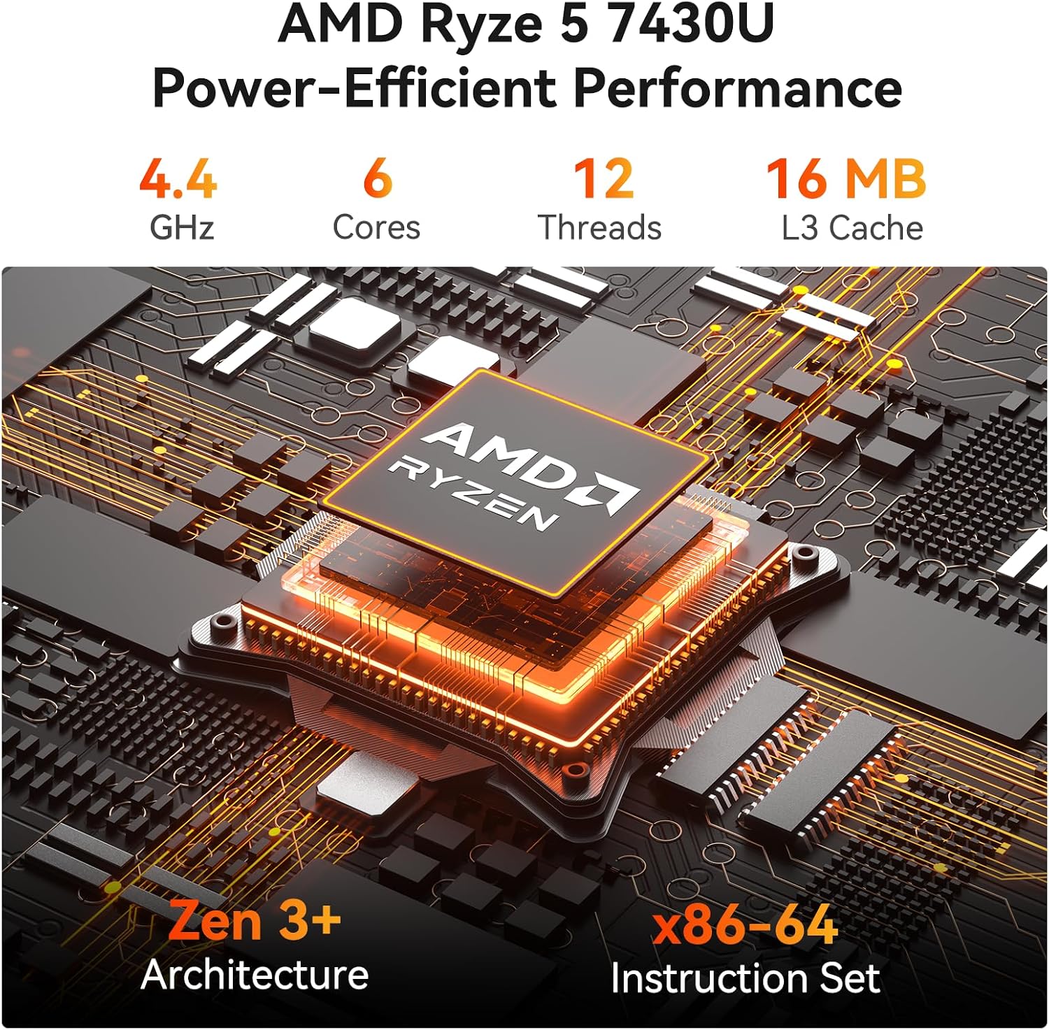 GEEKOM A5 Pro Efficient Mini PC,with AMD Ryzen-5 7430U, 16GB RAM＆512GB SSD|3 Year Warranty|Multi-Screen Collaboration|Win11 Pro|8K Graphic Design|Wi-Fi 6|BT 5.2|6xUSB|SD Slot|Office＆Home Must Have