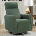 CANMOV Swivel Rocker Chair for Nursery, Swivel Accent Chair with High Back and Arms, Corduroy Glider Chair for Living Room Bedroom Nursery, Green