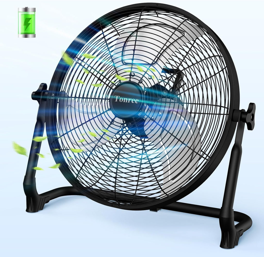 18' Portable Battery Operated Floor Fan, Hi-Velocity Rechargeable Cordless Fan, USB Phone Charge, 12-60H Runtime, Quiet, Wireless, Hi-Airflow, For Camping Home Gym Patio Outdoor Summer Gazebo