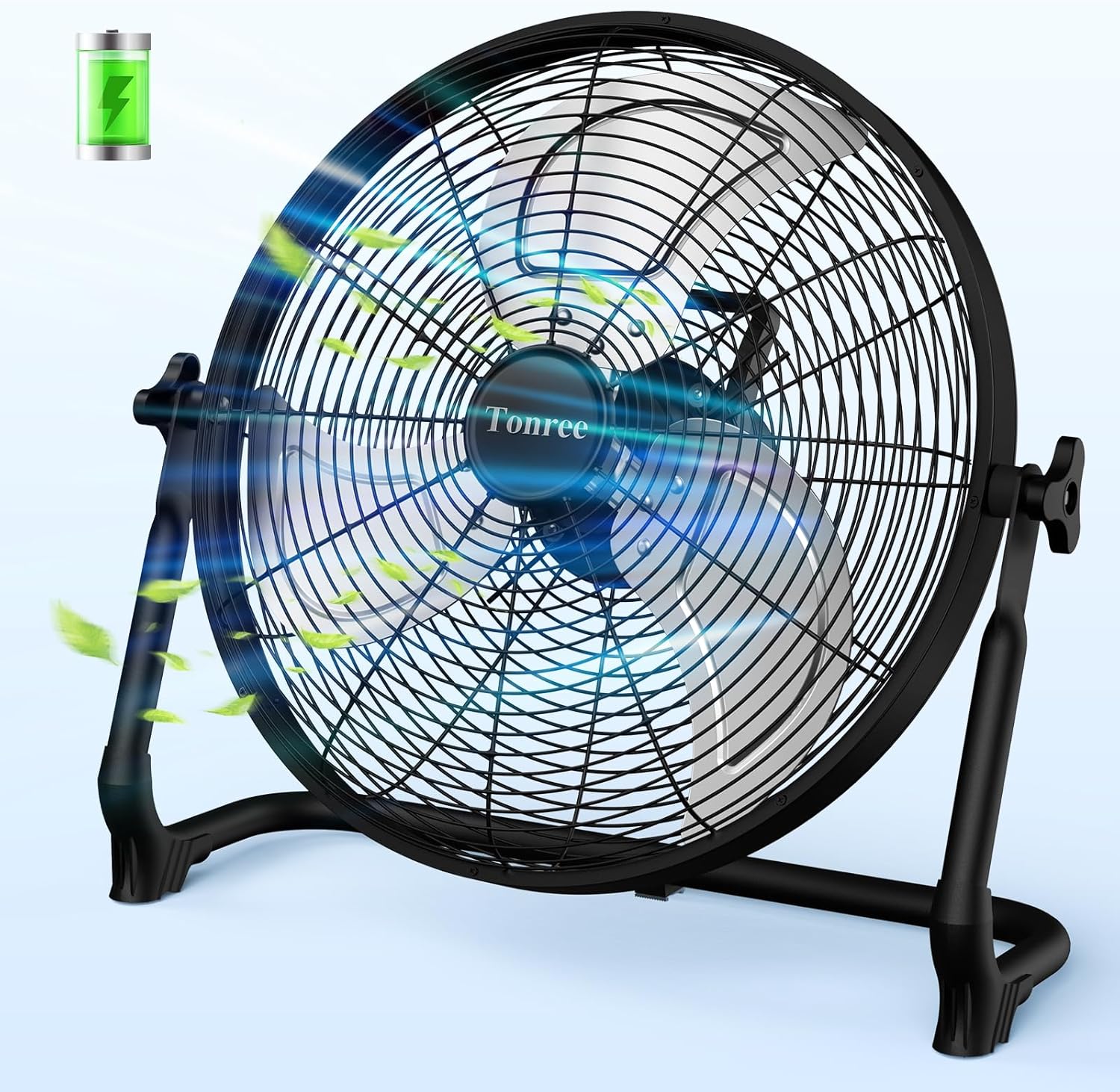 18' Portable Battery Operated Floor Fan, Hi-Velocity Rechargeable Cordless Fan, USB Phone Charge, 12-60H Runtime, Quiet, Wireless, Hi-Airflow, For Camping Home Gym Patio Outdoor Summer Gazebo
