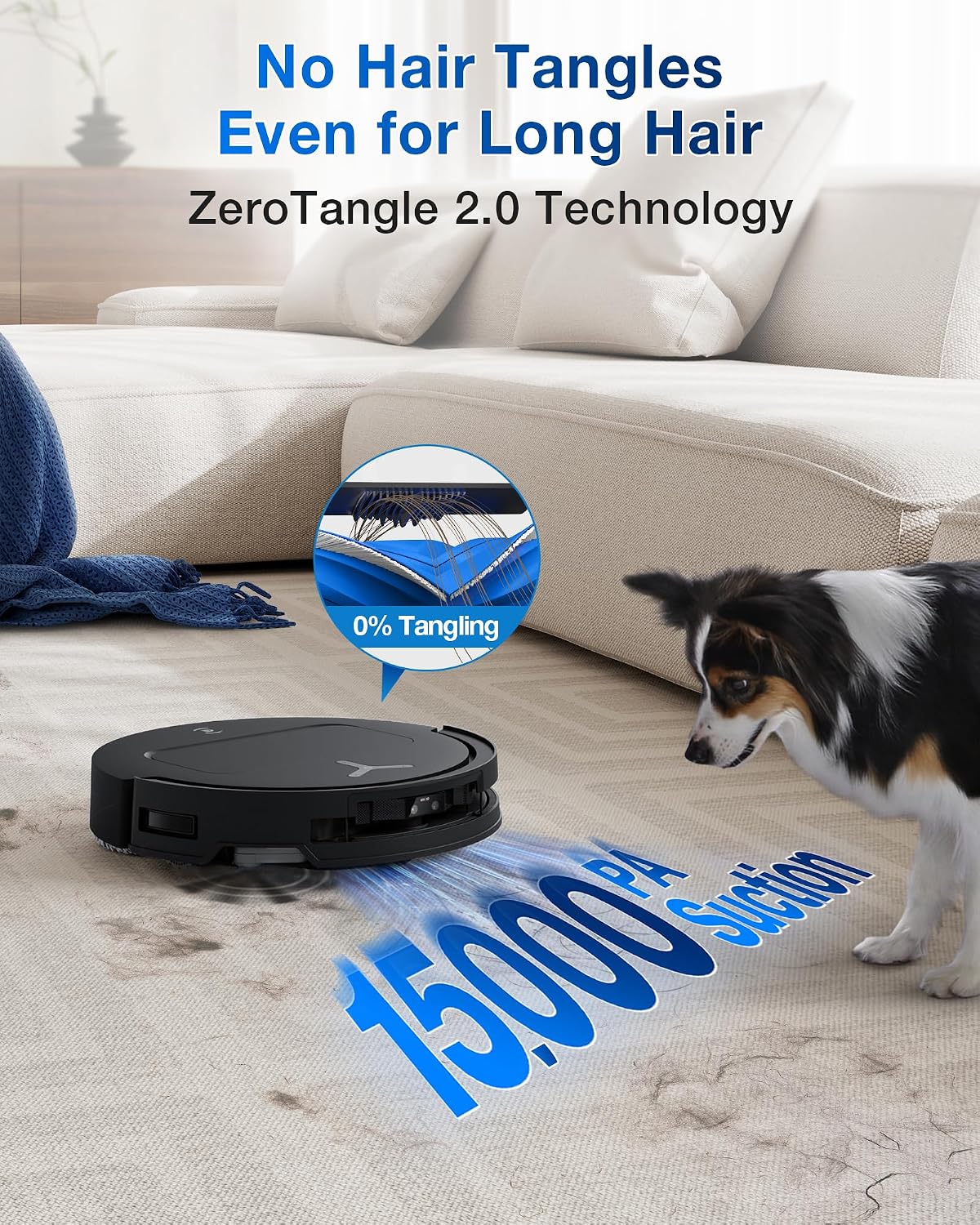 ECOVACS DEEBOT T50 PRO Omni Robot Vacuum and Mop, 3.19' Ultra-Slim, 15,000Pa Suction, ZeroTangle 2.0, TruEdge Edge Cleaning, AIVI 3D Obstacle Avoidance, Auto Mop Wash & Dry, Self-Emptying