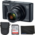 Canon PowerShot SX740 HS Digital Camera (Black) 4PC Bundle - Includes 64GB SD Memory Card + Padded Carrying Case + Microfiber Cleaning Cloth