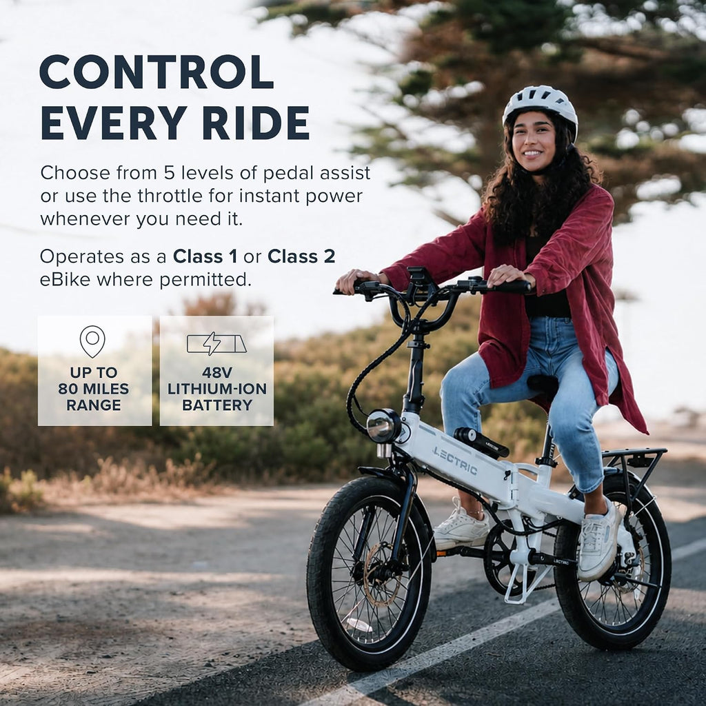 LECTRIC XP™ Lite 2.0 Electric Bike | Adult Folding Bikes - Weighs Only 49lbs | 45 Mile Range w/ 5 Pedal-Assist Levels | 20mph Top Speed - Class 1 and 2 eBike