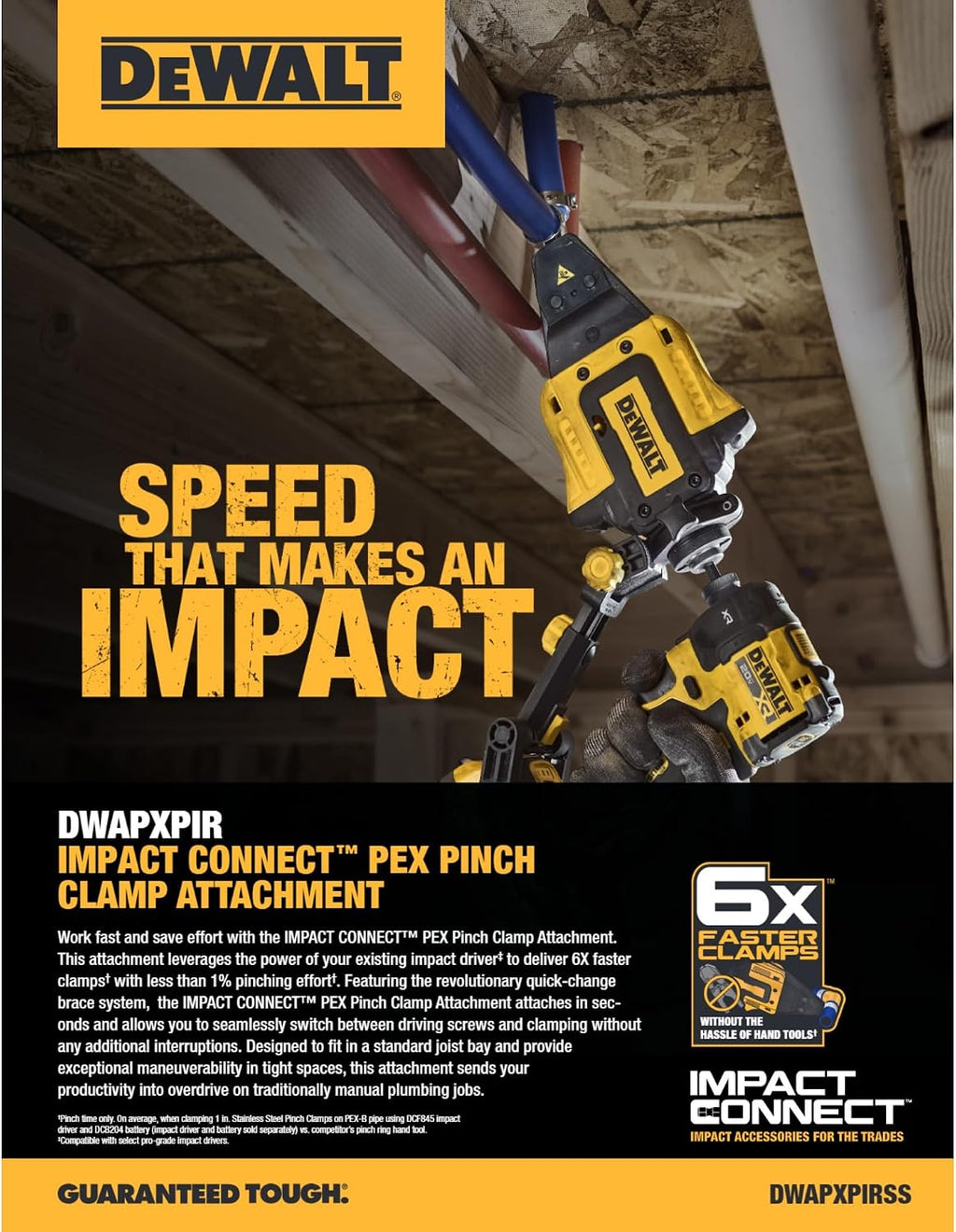 DEWALT IMPACT CONNECT PEX Pinch Clamp Attachment for Impact Driver, Plumbing Tool (DWAPXPIR)