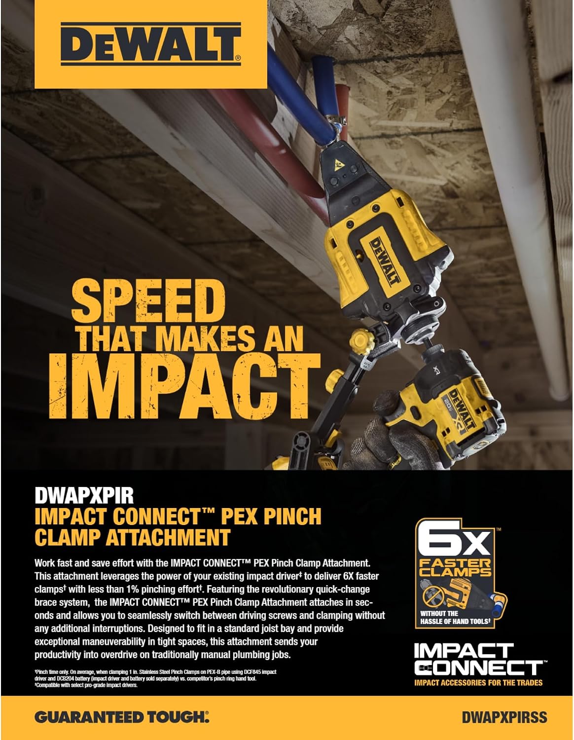 DEWALT IMPACT CONNECT PEX Pinch Clamp Attachment for Impact Driver, Plumbing Tool (DWAPXPIR)