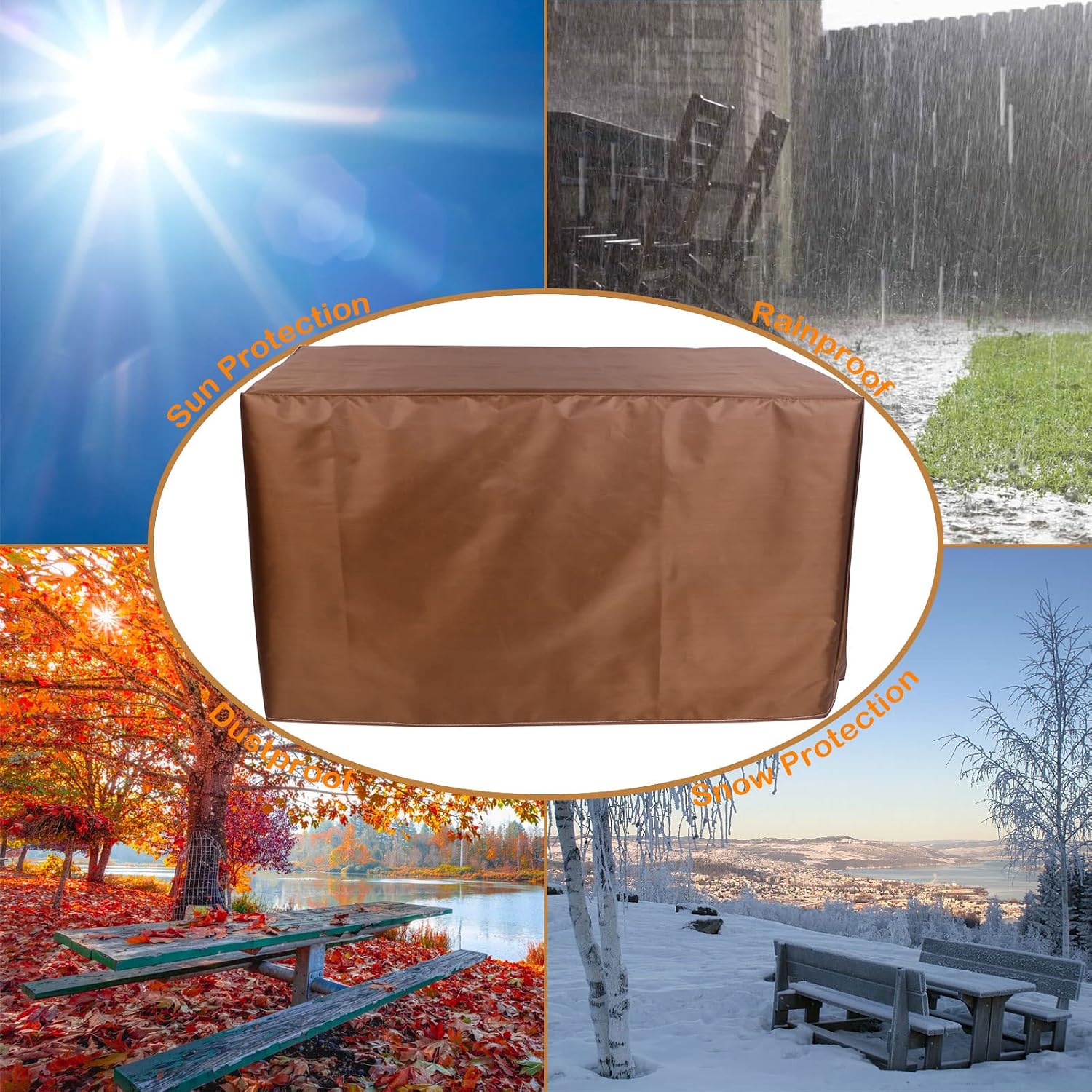 Patio Furniture Cover Waterproof Square 91x91x35in Garden Furniture Covers Waterproof Heavy Duty Rectangle 420D Oxford Fabric for Outdoor Veranda Dining Table and Chairs Sofa with Storage Bag