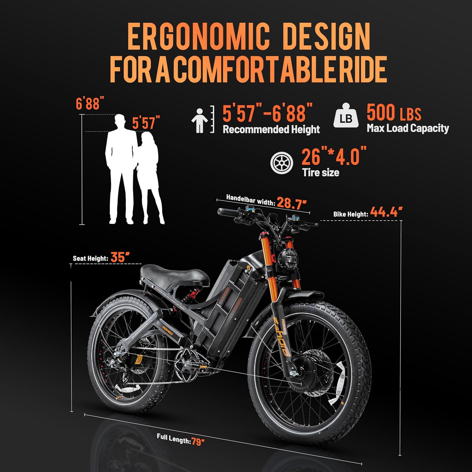 eAhora Romeo Pro 3 Electric Bike - [2026 Latest] 50MPH 5600W Dual Motor 60V 80AH 250Miles Long Range Ebike for Adults, 26' * 4.0 Fat Tire Fast Electric Mountain Bike Full Suspension Off-Road E-Bike