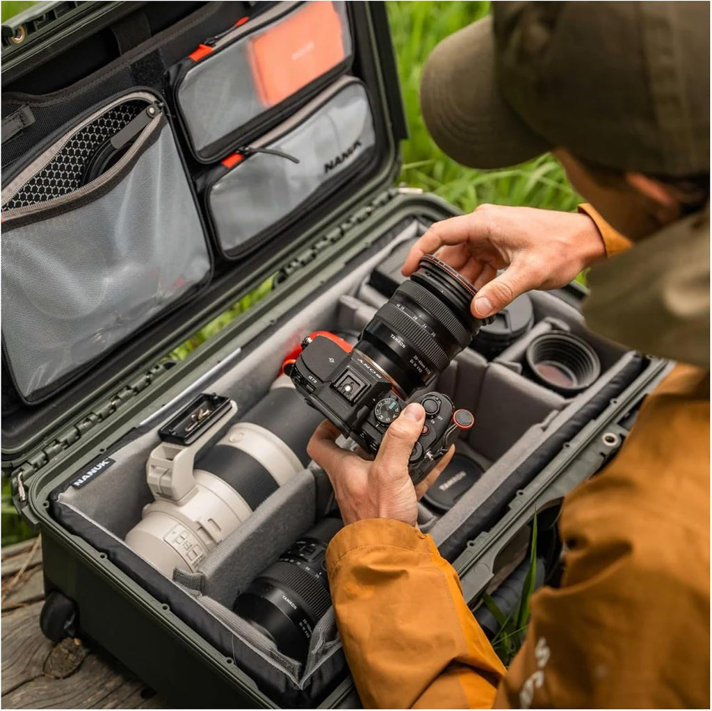 NANUK 935 Pro Photo Kit – Waterproof Travel Camera Hard Case with Padded Dividers and Wheels, 22' x 14' x 9' - Dustproof and Impact Resistant, Airline Carry-On Approved – Olive