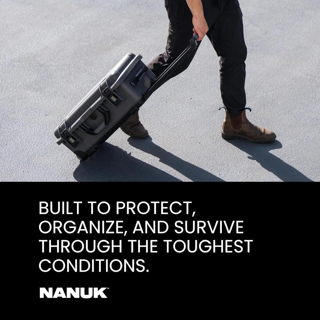 NANUK 935 Hard Case with Padded Divider – Waterproof Equipment Case with Wheels, 22' x 14' x 9' – Dustproof and Impact Resistant, Airline Carry-On Approved – Cyan