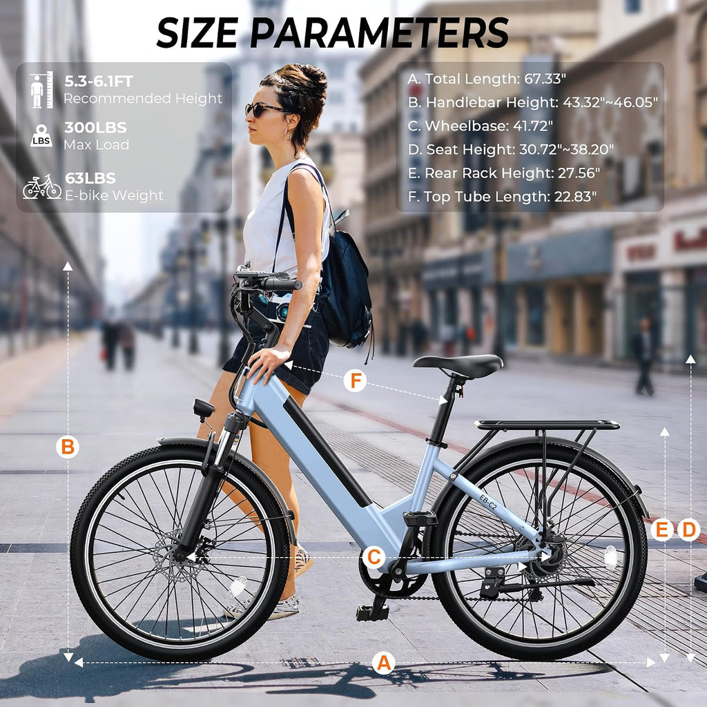 Electric Bike for Adults,26' Step-Thru EBike with 1000W Peak Motor,50 Miles 20MPH Adult Electric Bicycles with 48V Internal Removable Battery, Adjustable Stem,7 Speed,UL 2849 Certified